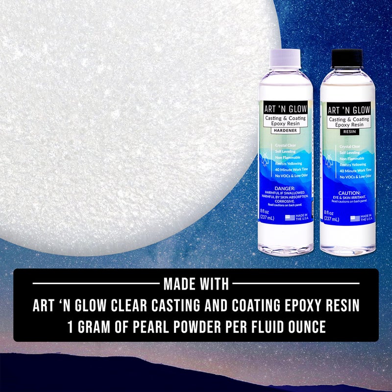 Art 'N Glow Mica Pearl Pigment Powder (Pearl White) - (.88 Ounce/25 Grams) - 10+ Colors Available - Image 2